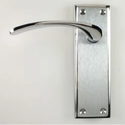Hilton Lever Suite - Dual Finish Door Handles With A Wide Backplate - Satin Chrome & Polished Chrome