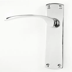 Luca Range - Contemporary Design Door Handles With Rounded Backplates - Polished Chrome