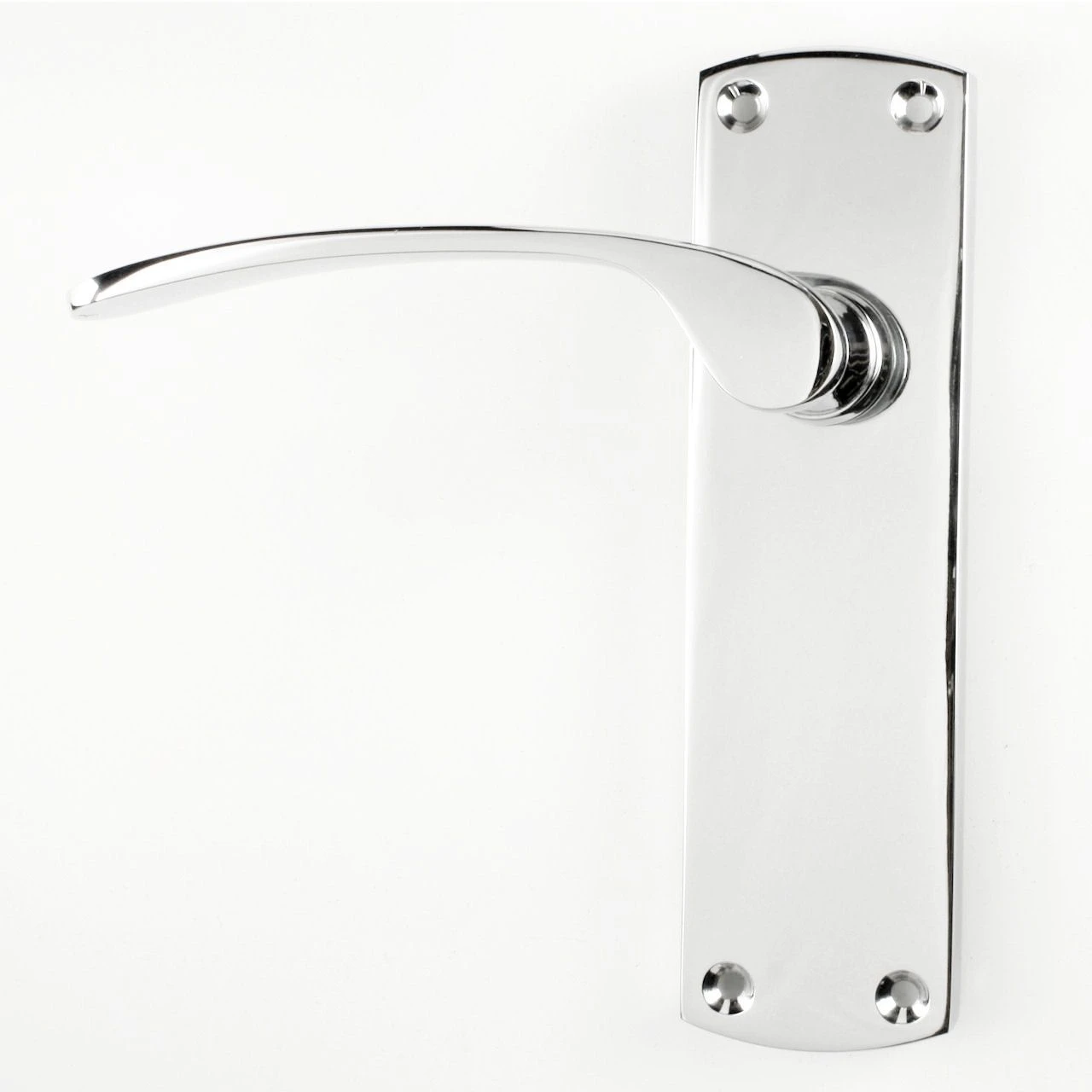 Luca Range - Contemporary Design Door Handles With Rounded Backplates - Polished Chrome