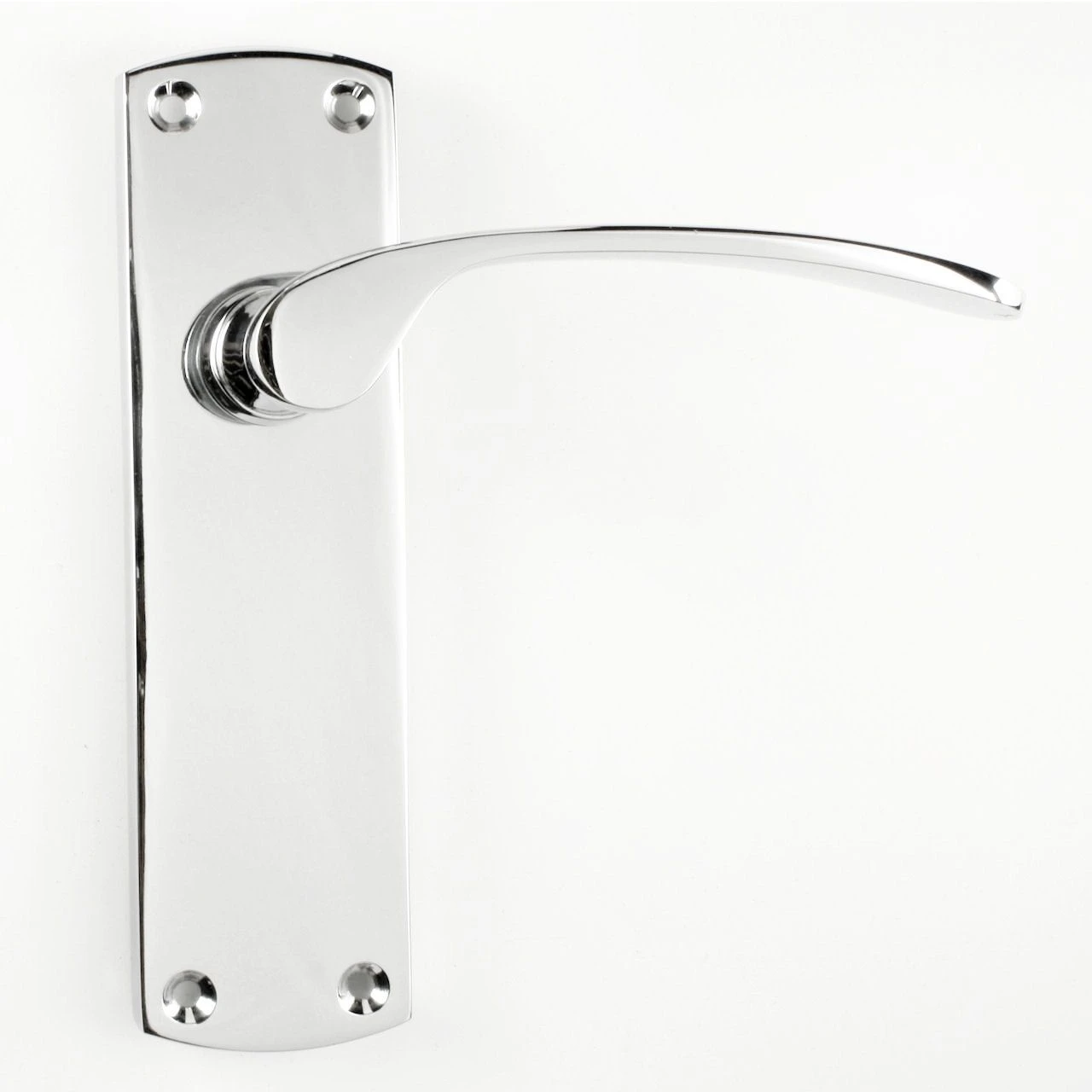 Luca Range - Contemporary Design Door Handles With Rounded Backplates - Polished Chrome - Image 2