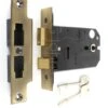 3 Lever Horizontal Mortice Sash Lock - 127mm Or 152mm Deep Case - Antique Brass