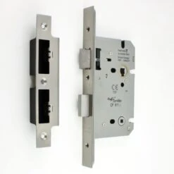 Architectural Quality DIN Style Bathroom Mortice Lock - CE / UKCA Marked - Fire Rated - Certifire Approved - Satin Stainless Steel