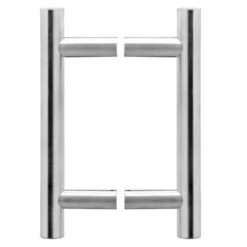 T-Bar Shape Guardsman Style Pull Handles - Back To Back Fixing Pair - Satin Stainless Steel