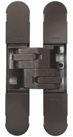 Concealed Adjustable Hinge For Invisible Doors - 100mm X 22mm - Dark Bronze (Lacquered)