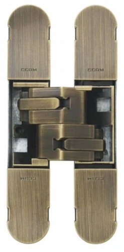 Concealed Adjustable Hinge For Invisible Doors - 134mm X 24mm - Antique Brass (Lacquered)