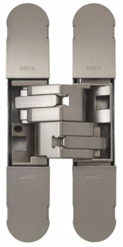 Concealed Adjustable Hinge For Invisible Doors - 134mm X 24mm - Satin Nickel