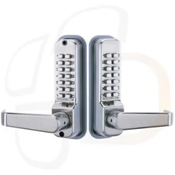 Codelocks CL410BBS Medium Duty Back To Back Mechanical Digital Combination Lock With Lever Handles - Satin Silver