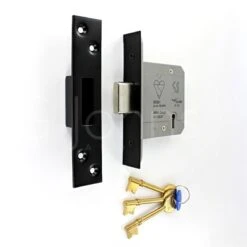 5 Lever British Standard Kite Marked Mortice Dead Lock - BS3621 Rated - CE / UKCA Marked - Fire Rated - Certifire Approved - Matt Black