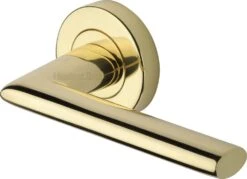 Admiralty Lever Handle On Round Rose - Polished Brass (Lacquered)