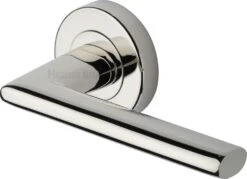 Admiralty Lever Handle On Round Rose - Polished Nickel