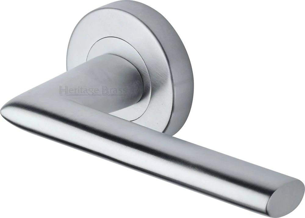Admiralty Lever Handle On Round Rose - Satin Chrome