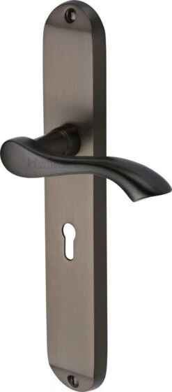 Algarve Lever Door Handles On A Long Backplate - Matt Bronze (Lacquered)