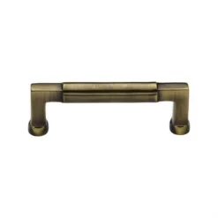 Rectangular Section Cabinet Pull Handle With Round Grip - Available In Six Sizes - Antique Brass (Gloss Lacquered)