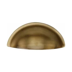 Contemporary Style Half Moon Shape Cup Handle - 85mm Width - Rear Fixing - Antique Brass (Gloss Lacquered)
