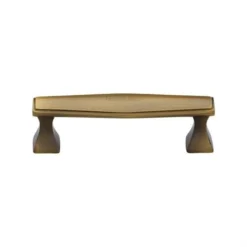 Art Deco Style Stepped Pattern Cabinet Pull Handle - Available In Four Lengths - Antique Brass (Gloss Lacquered)