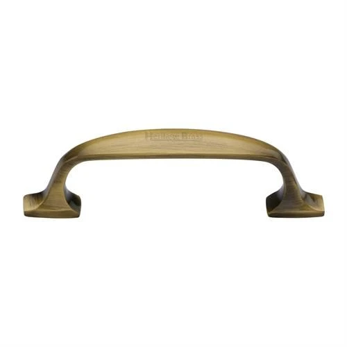 Classic Design D Shape Cabinet Pull Handle With Rectangular Roses - Antique Brass (Gloss Lacquered)