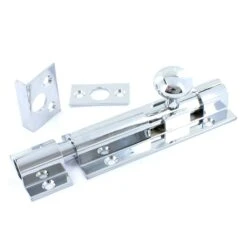 Architectural Barrel Bolt - Surface Mounted - Supplied With 3 Keeps - 100mm - 600mm Length X 38mm Width - Polished Chrome