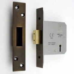 3 Lever Mortice Dead Lock - CE / UKCA Marked - Fire Rated - Certifire Approved - Antique Brass (Lacquered)
