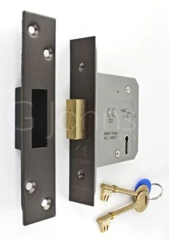 3 Lever Mortice Dead Lock - CE / UKCA Marked - Fire Rated - Certifire Approved - Matt Bronze (Powder Coated)