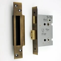 Architectural Quality Bathroom Mortice Lock - CE / UKCA Marked - Fire Rated - Certifire Approved - Antique Brass (Lacquered)