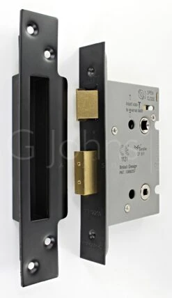 Architectural Quality Bathroom Mortice Lock - CE / UKCA Marked - Fire Rated - Certifire Approved - Matt Black