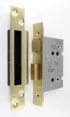 Architectural Quality Bathroom Mortice Lock - CE / UKCA Marked - Fire Rated - Certifire Approved - Satin Brass Plated