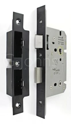 Architectural Quality DIN Style Bathroom Mortice Lock - CE / UKCA Marked - Fire Rated - Certifire Approved - Matt Black
