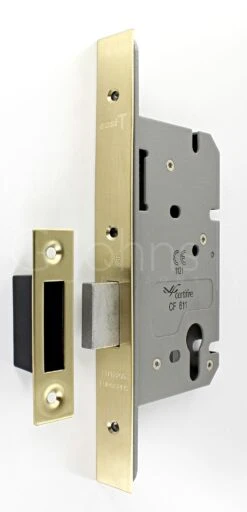 Architectural Quality DIN Style Euro Profile Mortice Deadlock - CE / UKCA Marked - Fire Rated - Certifire Approved - Satin Brass Plated