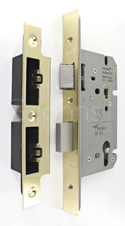 Architectural Quality DIN Style Euro Profile Sash Lock - CE / UKCA Marked - Fire Rated - Certifire Approved - Satin Brass Plated