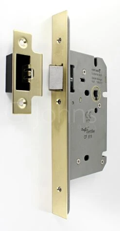 Architectural Quality DIN Style Mortice Latch - CE / UKCA Marked - Fire Rated - Certifire Approved - Satin Brass Plated
