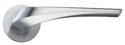 Aries Round Rose Lever Handles - Satin Chrome - Suitable For Use With FD30 / FD60 Fire Doors