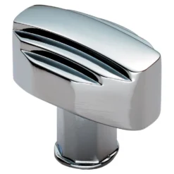Art Deco Style Stepped Pattern Cupboard Knob - Polished Chrome