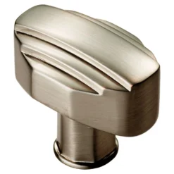 Art Deco Style Stepped Pattern Cupboard Knob - Satin Nickel