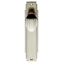 Art Deco Door Knobs With Narrow Stepped Backplate Plate Design - Satin Nickel