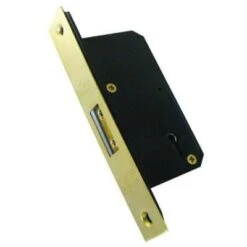 5 Lever Narrow Case Dead Lock - 50mm Case Depth (35mm Backset) - Polished Brass (Lacquered)