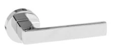 Asti Designer Lever Handle On Minimal Round Rose - Polished Chrome