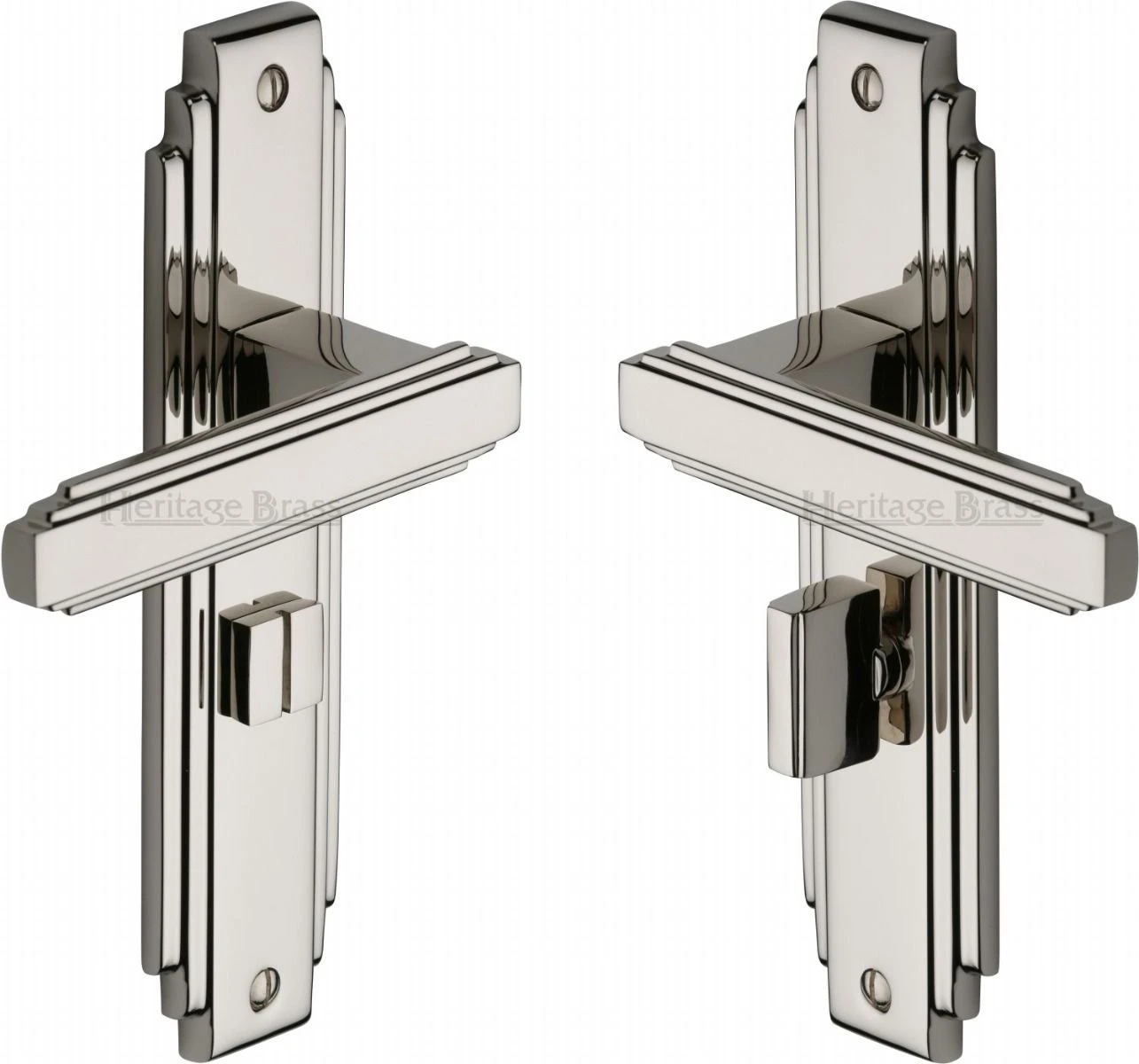 Astoria Lever Door Handles On A Backplate - Polished Nickel - Image 3