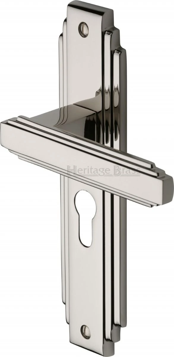 Astoria Lever Door Handles On A Backplate - Polished Nickel - Image 4