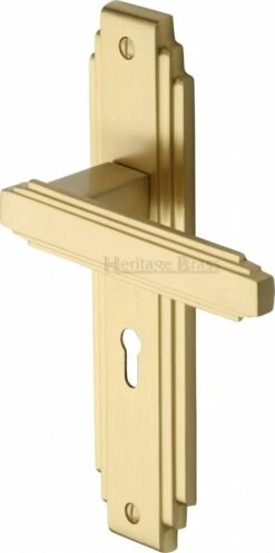 Astoria Lever Door Handles On A Backplate - Satin Brass (Lacquered)