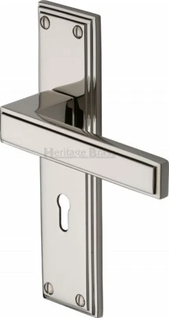 Atlantis Lever Door Handles On A Backplate - Polished Nickel