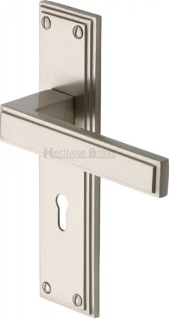 Atlantis Lever Door Handles On A Backplate - Satin Nickel