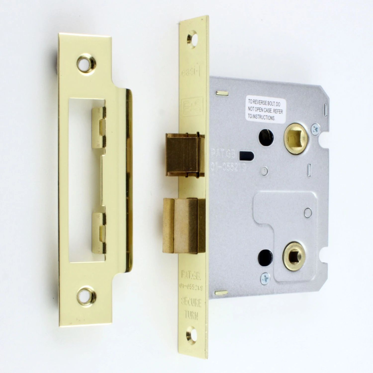 Economy Bathroom Mortice Lock - CE / UKCA Marked - Fire Rated - Certifire Approved - To Suit 5mm Spindle - Polished Brass Plated