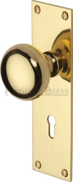Balmoral Mortice Knobs On Back Plate - Polished Brass (Lacquered)