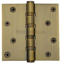 Ball Bearing Broad Butt Projection Hinges - 102mm X 102mm - Antique Brass (Gloss Lacquered)