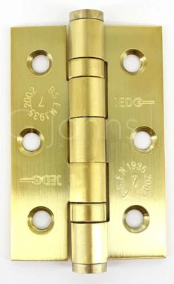 Ball Bearing Hinges - 76mm X 50mm X 2mm - Satin Brass Plated