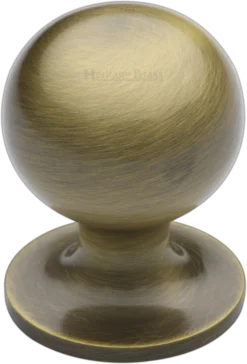 Ball Shaped Cabinet Knob - Available In Three Sizes - Antique Brass (Gloss Lacquered)