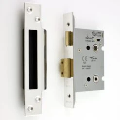 Architectural Quality Bathroom Mortice Lock - CE / UKCA Marked - Fire Rated - Certifire Approved - Polished Stainless Steel