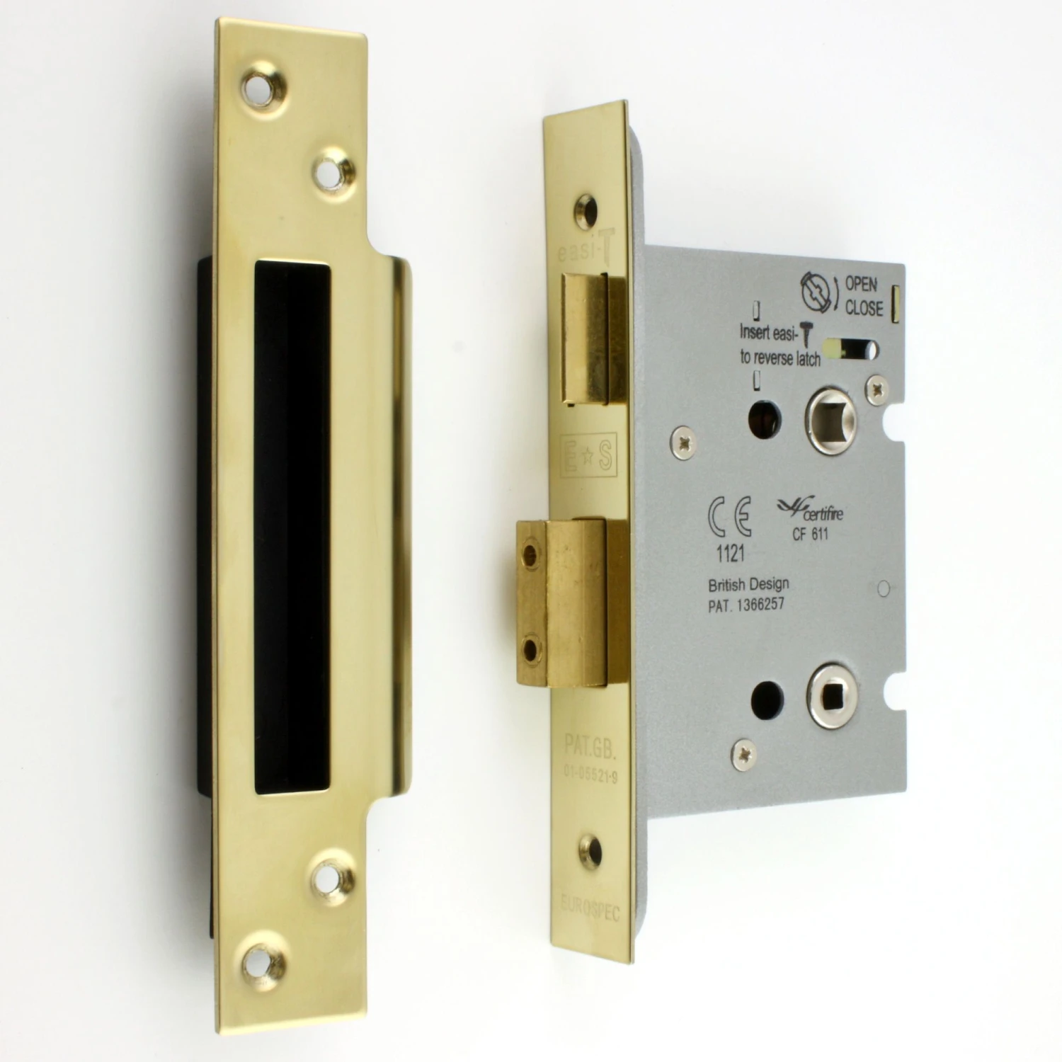 Architectural Quality Bathroom Mortice Lock - CE / UKCA Marked - Fire Rated - Certifire Approved - Polished Brass PVD Plated
