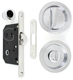 Bathroom Hook Lock For Sliding Pocket Doors - With Turn And Release - Polished Chrome