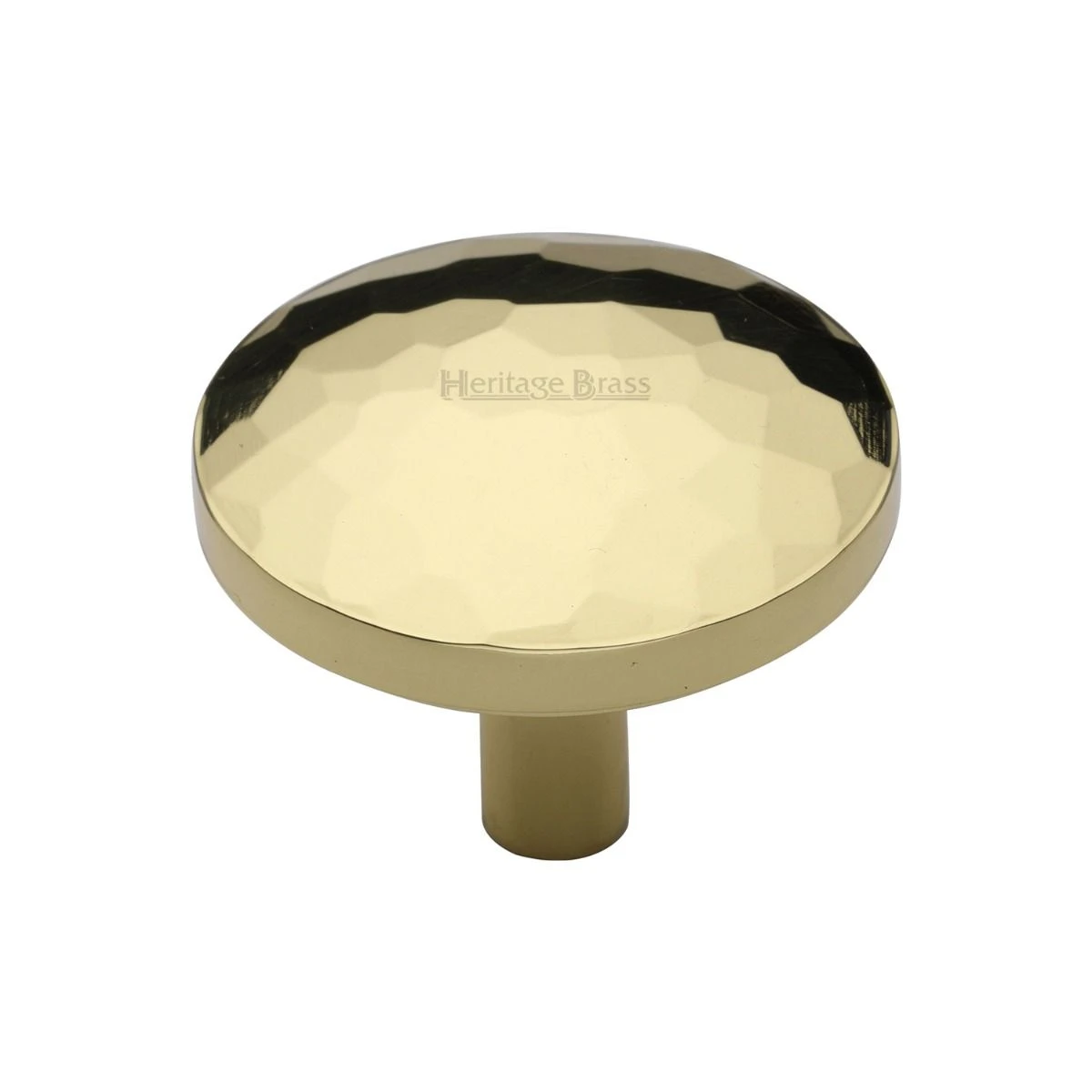 Beaten Domed Shaped Cupboard Knob - Available In Two Sizes - Polished Brass (Lacquered)